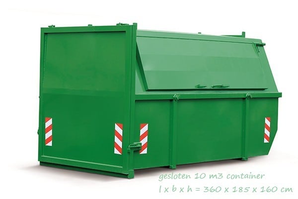 Narabar Senator Afzonderlijk 10 m³ gesloten container Tuin/groenafval - Goedkope afvalcontainer huren?  GoedkoopAfvalcontainer.nl
